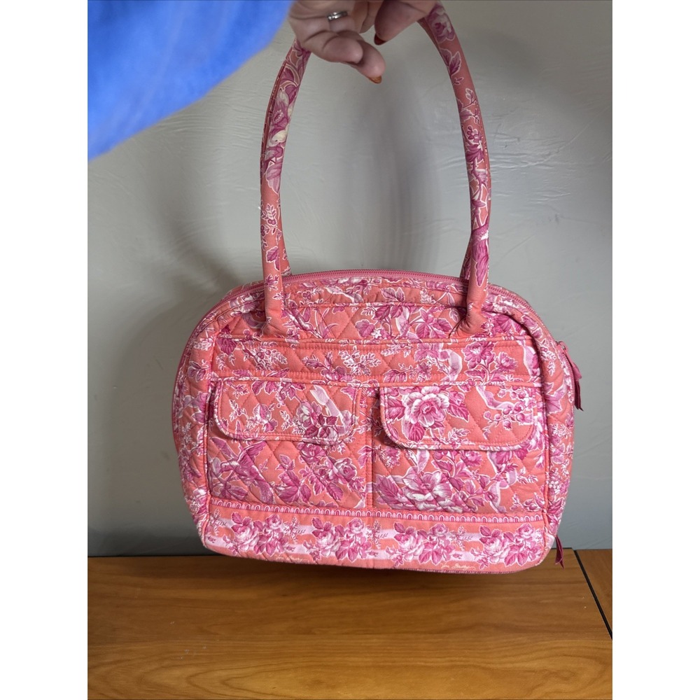 Vera Bradley Retired Lola Bag Hope Toile Pattern Pink Shoulder Purse Cotton
